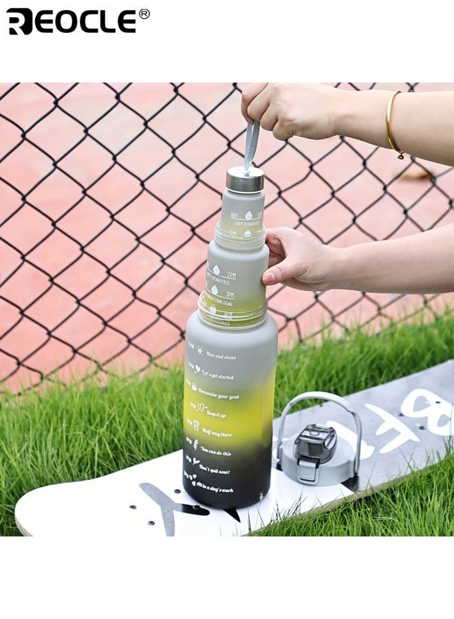 ريوكل ٣ زجاجات ماء بسعة كبيرة تدريج مانعة للتسرب قاعدة فنجان غير قابلة للانزلاق مادة بي سي متينة محمولة للرياضة السفر الأنشطة الخارجية - Image 4