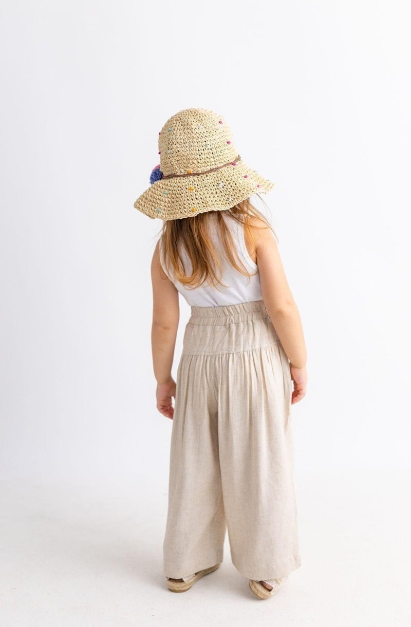 Oliven The Kid Corsage Gathered Linen Girls Trousers - Image 5