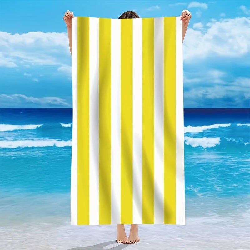 Extra Large Yellow Striped Beach Towel 75x145cm Ultra Soft Microfiber for Travel Yoga Camping Swimming and Outdoor Activities - Image 5