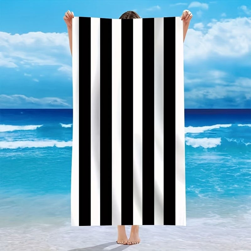Extra Large Yellow Striped Beach Towel 75x145cm Ultra Soft Microfiber for Travel Yoga Camping Swimming and Outdoor Activities - Image 4