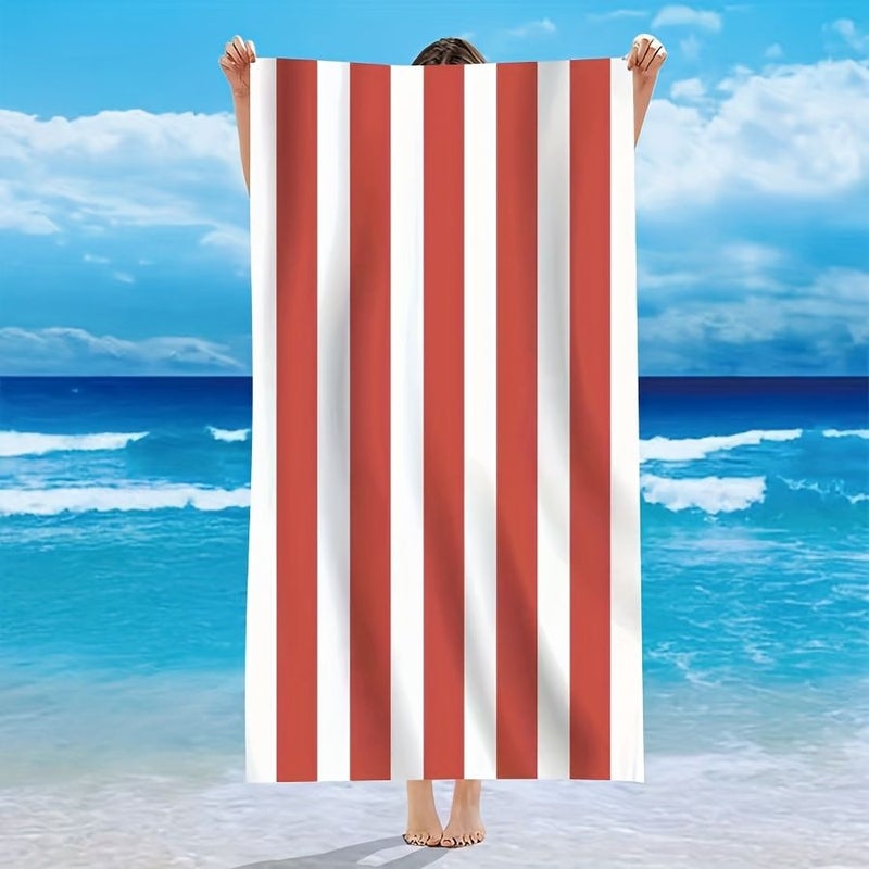 Extra Large Yellow Striped Beach Towel 75x145cm Ultra Soft Microfiber for Travel Yoga Camping Swimming and Outdoor Activities - Image 2