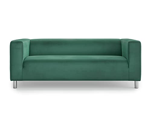 MASTERS OF COVERS Snug Fit Classic Velvet Klippan Loveseat Slipcover for The IKEA 2 Seater Klippan Loveseat Sofa Cover Replacement (Green, Velvet) - Image 1