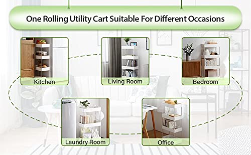 HOME CUBE ABS Plastic 3 Layer , Rolling Utility Cart Slide Out , Narrow Kitchen Storage Trolley Rack Storage Organizer with Caster Wheels - White - Image 3