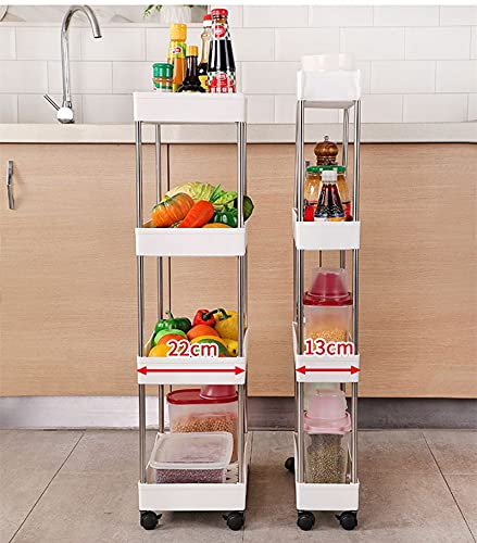 HOME CUBE ABS Plastic 3 Layer , Rolling Utility Cart Slide Out , Narrow Kitchen Storage Trolley Rack Storage Organizer with Caster Wheels - White - Image 5