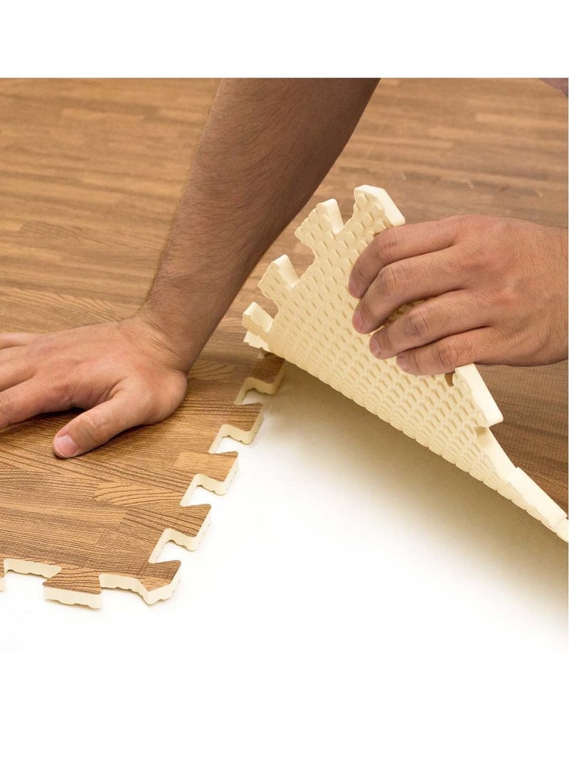 كانجرو أطقم بساط أرضيات من الفوم لون خشبي 12 قطعه - Image 3