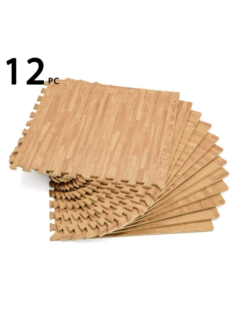 كانجرو أطقم بساط أرضيات من الفوم لون خشبي 12 قطعه - Image 2