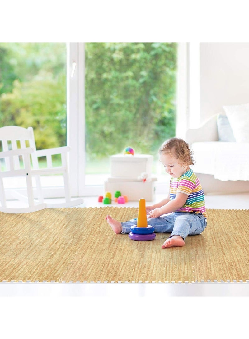 كانجرو أطقم بساط أرضيات من الفوم لون خشبي 12 قطعه - Image 5