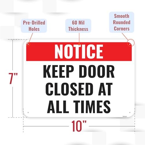 Venicor 1PC Keep Door Closed At All Times Sign, 10 x 7 Inches - Aluminum - Please Close Door Sign - Image 2