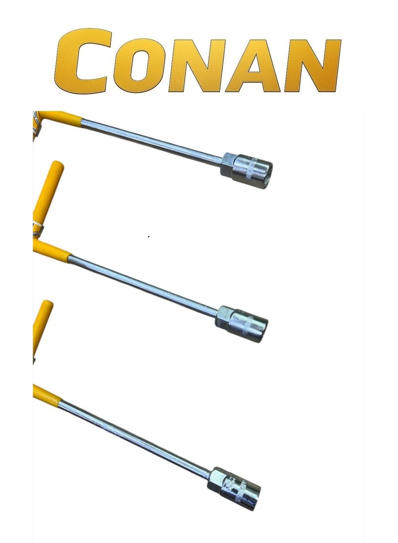 CONAN 3-Piece T-Handle Socket Wrench Set – Sizes 17mm + 18mm + 19mm – Long Shaft 200×310mm – Chrome-Vanadium Cr-V Steel – Models COTS817 / COTS818 / COTS819 - Image 2