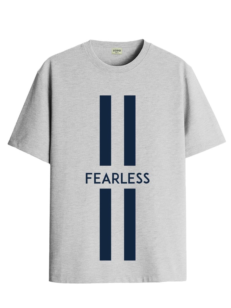 ADRO Men's Fearless Printed Cotton T-Shirt in Grey - Image 1