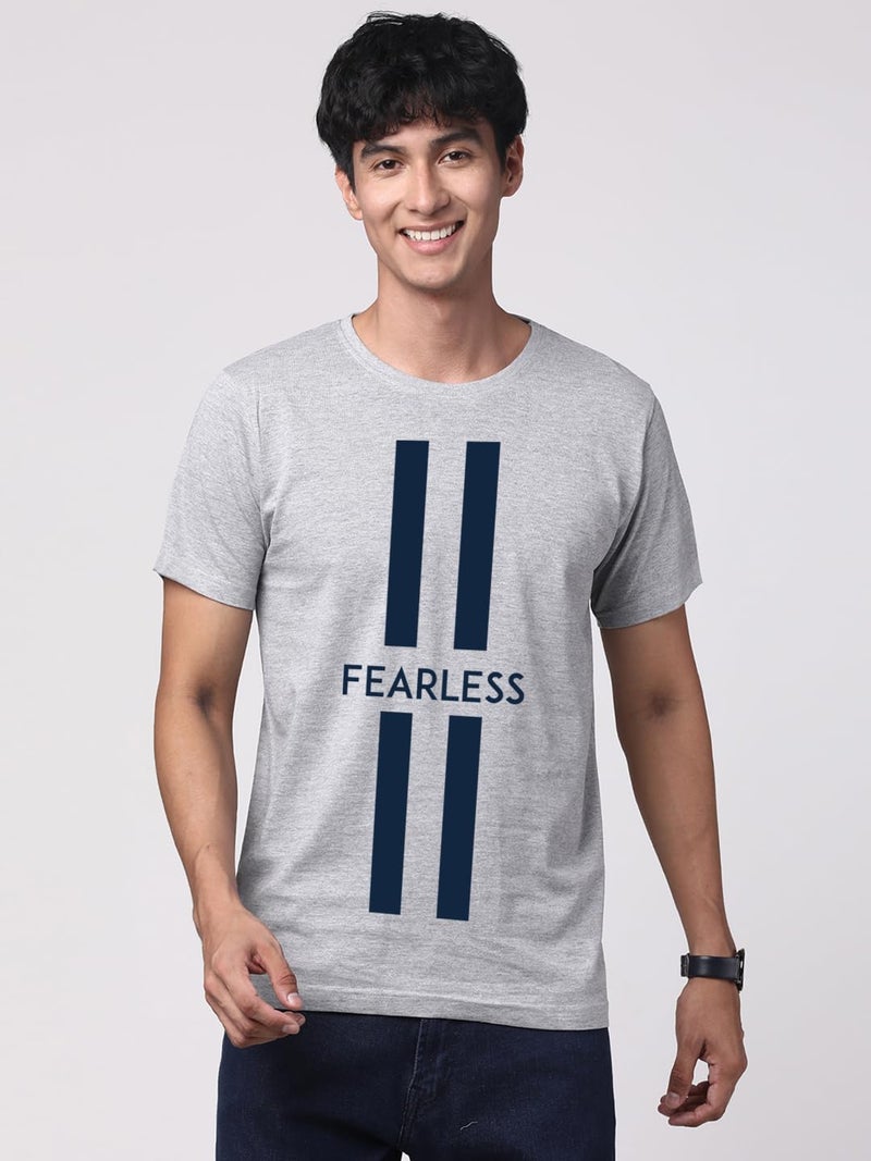 ADRO Men's Fearless Printed Cotton T-Shirt in Grey - Image 4