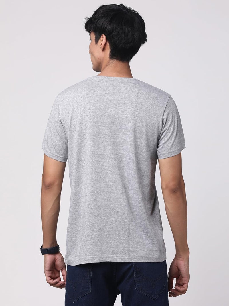 ADRO Men's Fearless Printed Cotton T-Shirt in Grey - Image 5