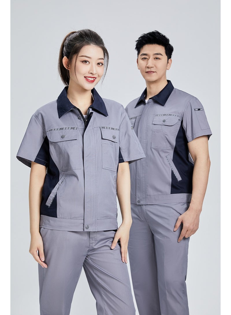 NIBEMINENT Summer Short Sleeve Working Clothes Set Labor Mechanical Workshop Uniforms Auto Repair Factory Engineering Coveralls - Image 1
