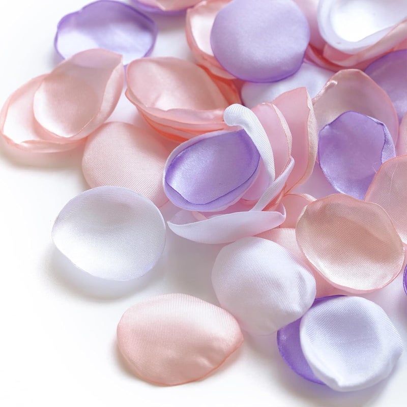 WEIERYUE 300PCS Silk Rose Petals,Beautiful Realistic Scatter Rose Petals Romantic Night Decoration,Wedding Party Decoration Artificial Flowers Petals(Light Purple/Light Pink/White) - Image 1