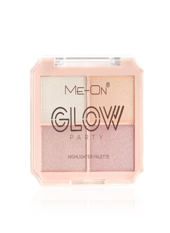 مي-أون باليت إضاءة ME-ON Glow Party | 4 درجات لامعة فائقة النعومة | قابلة للمزج وذات صبغة عالية | لمسة نهائية طبيعية مشرقة | توهج قابل للتكثيف لجميع ألوان البشرة (01، 12 جم) - Image 2