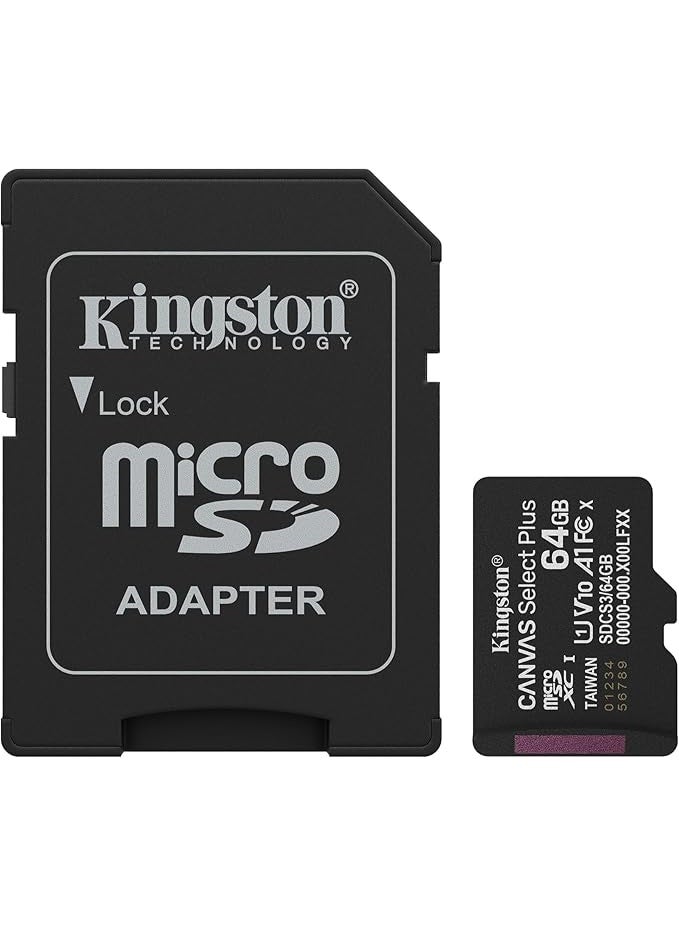كينغستون Kingston Canvas Select Plus microSD Memory Card 64GB microSDXC Gen3 100MB/s A1 Card + Adapter - SDCS3/64GB - Image 2