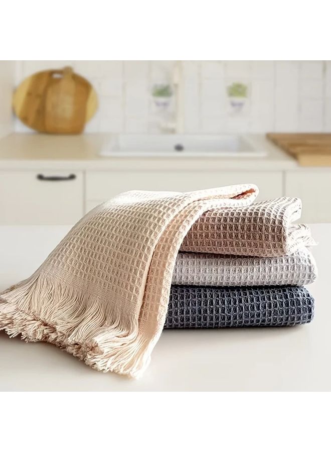 4 Pack Waffle Weave Kitchen Towels Lightweight Absorbent Tea Towels Hand Wash Only Contemporary Cartoon Theme Knit Fabric Square Shape Pineapple Pattern Cleaning Cloths - Image 1