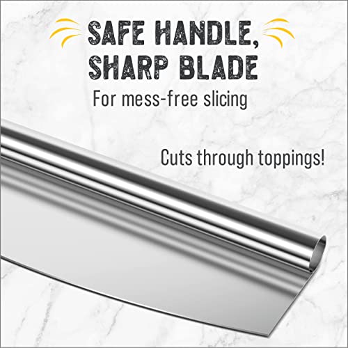 Checkered Chef Pizza Cutter Rocker Blade 14" - Sharp Stainless Steel Rocker Knife with Plastic Blade Sheath, Dishwasher Safe, Outdoor Pizza Oven Accessories - Image 3