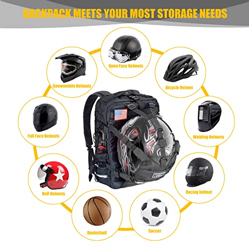 Sresk Large Capacity Motorcycle Helmet Backpack, Motorcycle Riding Hiking Backpack for Cycling - Image 4