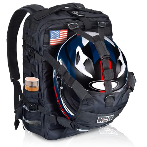Sresk Large Capacity Motorcycle Helmet Backpack, Motorcycle Riding Hiking Backpack for Cycling - Image 1