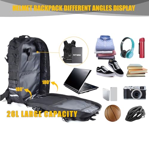 Sresk Large Capacity Motorcycle Helmet Backpack, Motorcycle Riding Hiking Backpack for Cycling - Image 3