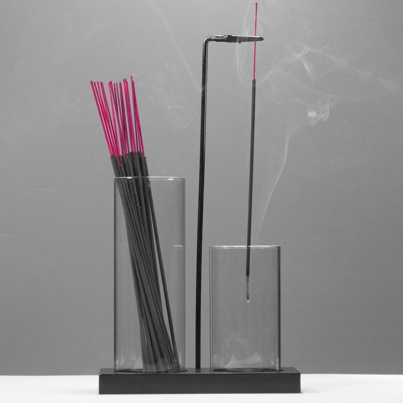 CODINOO 2 in 1 Incense Holder for Sticks Incense Burner Holder with Storage,Glass Upside Down Incense Holder for Sticks with Glass Ash Catcher for Meditation Yoga Spa Room Home Decor[Black] - Image 1