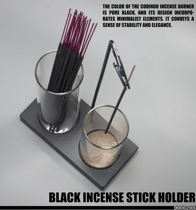 CODINOO 2 in 1 Incense Holder for Sticks Incense Burner Holder with Storage,Glass Upside Down Incense Holder for Sticks with Glass Ash Catcher for Meditation Yoga Spa Room Home Decor[Black] - Image 5