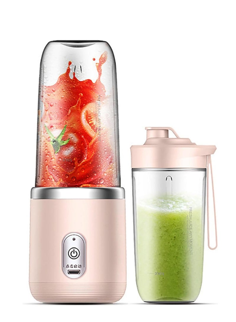 MIXDE Portable Blender, Personal Blender for Shakes and Smoothies,400Ml Traveling Fruit Veggie Juicer Cup With 6 Blades and Travel Cup for Kitchen,Home,Travel Pink - Image 1