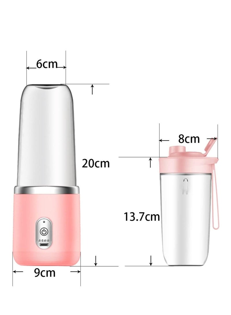 MIXDE Portable Blender, Personal Blender for Shakes and Smoothies,400Ml Traveling Fruit Veggie Juicer Cup With 6 Blades and Travel Cup for Kitchen,Home,Travel Pink - Image 3