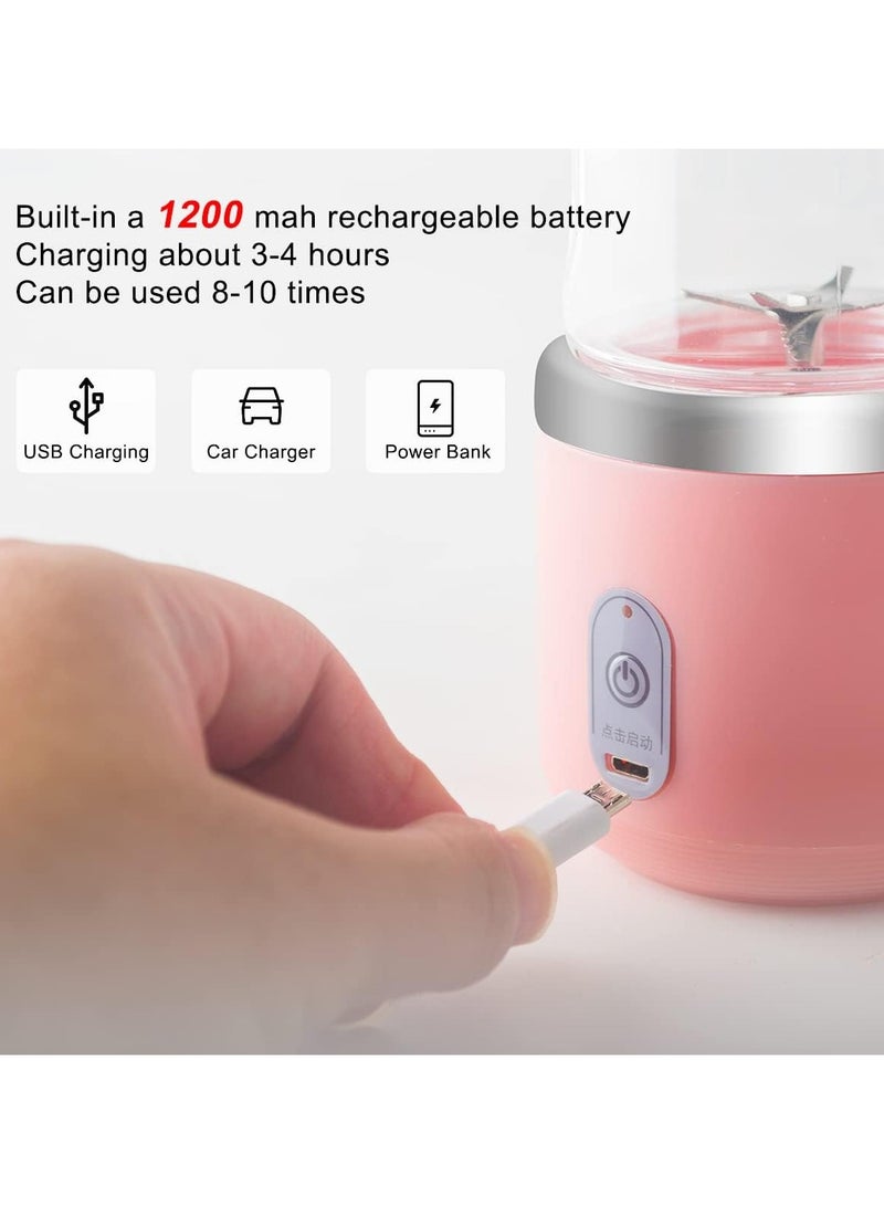 MIXDE Portable Blender, Personal Blender for Shakes and Smoothies,400Ml Traveling Fruit Veggie Juicer Cup With 6 Blades and Travel Cup for Kitchen,Home,Travel Pink - Image 5