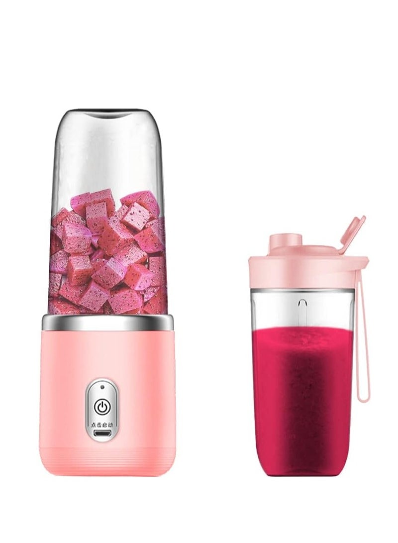 MIXDE Portable Blender, Personal Blender for Shakes and Smoothies,400Ml Traveling Fruit Veggie Juicer Cup With 6 Blades and Travel Cup for Kitchen,Home,Travel Pink - Image 2