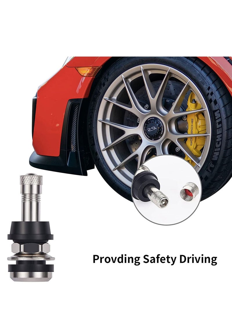 Excefore TR416 Metal Valve Stems 4 Pieces Tire High Pressure Outer Mount Fits 0.453" and 0.625" Rim Hole, 1 1/2" Long (Silver) - Image 2