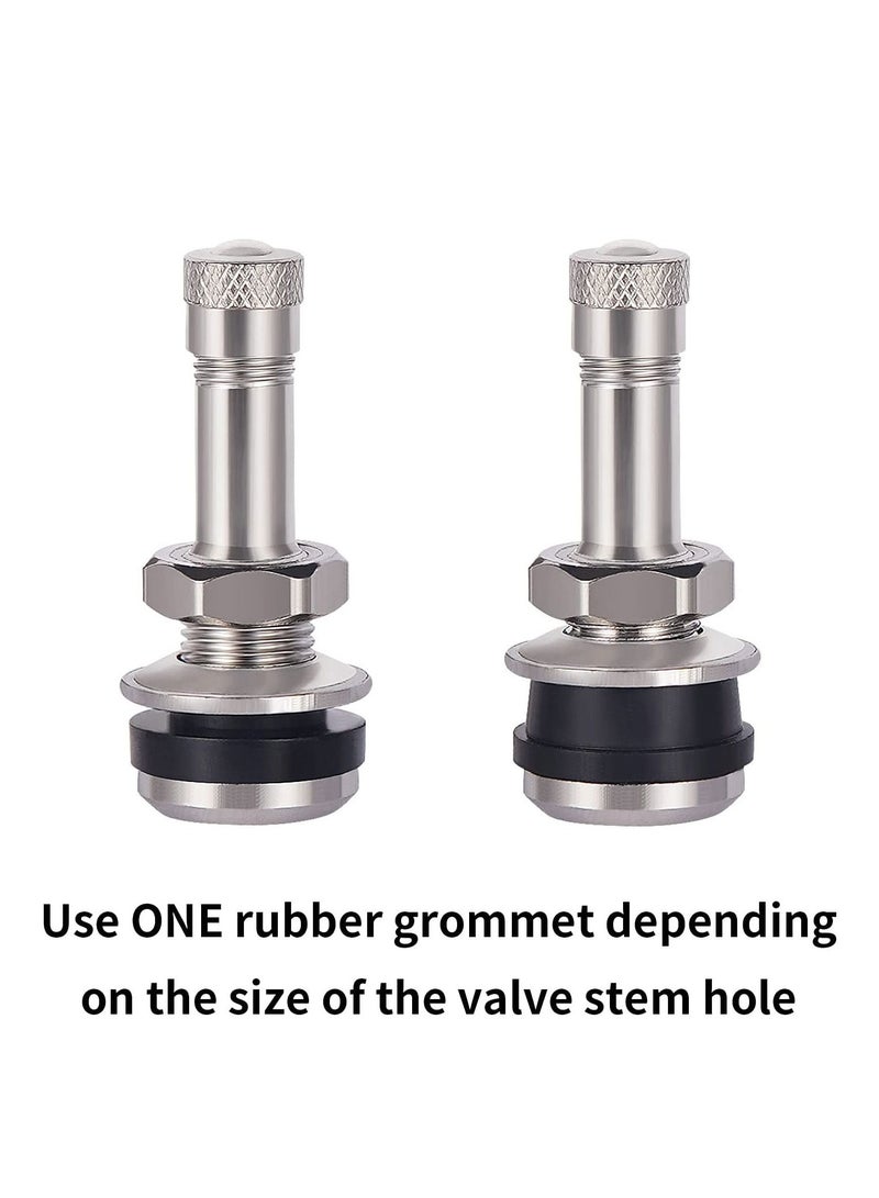 Excefore TR416 Metal Valve Stems 4 Pieces Tire High Pressure Outer Mount Fits 0.453" and 0.625" Rim Hole, 1 1/2" Long (Silver) - Image 3