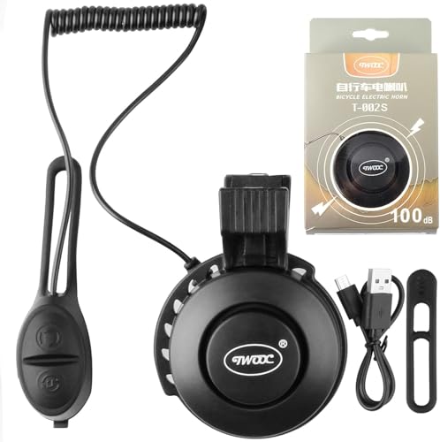 COOLWHEEL Electric Bike Horn - 100dB Loud Mini Bicycle Bell with 4 Sound Modes, USB Rechargeable & Waterproof, Ideal for Mountain & Road Bikes - Easy Handlebar Mount - Image 1