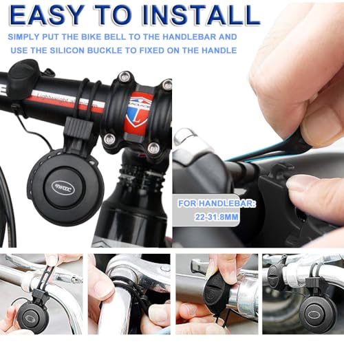 COOLWHEEL Electric Bike Horn - 100dB Loud Mini Bicycle Bell with 4 Sound Modes, USB Rechargeable & Waterproof, Ideal for Mountain & Road Bikes - Easy Handlebar Mount - Image 5