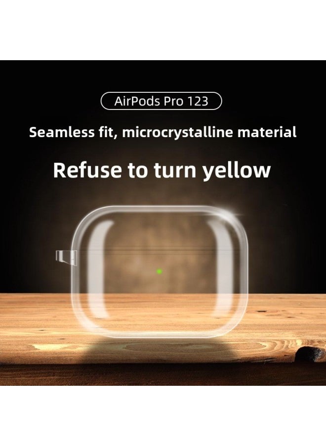 Generic - Tpu Material Suitable For Apple Airpods Protective Case Pro2 Earphone Case 3/4 Generation Transparent 5 Generation Diy Earphone Case-Color:Hard Shell + Buckle + Bag-Applicable Model:Airpods Pro (with Hanging Ears) - Image 1