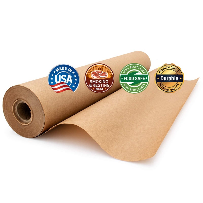 The Paper Factory LLC Brown Butcher Paper Roll 1775 inches x 100 feet Unbleached Unwaxed  Uncoated for Smoking  Resting Meat by Paper Pros
