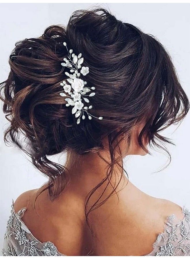 GORAIS Flower Bride Wedding Hair Vine Crystal Bridal Hair Piece Pearl Hair Accessories For Women And Girls (Asilver) - Image 5