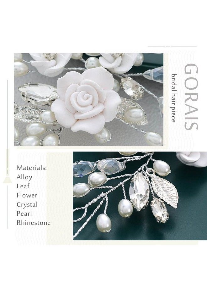 GORAIS Flower Bride Wedding Hair Vine Crystal Bridal Hair Piece Pearl Hair Accessories For Women And Girls (Asilver) - Image 4