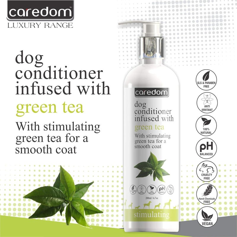 Caredom بلسم فاخر للكلاب | بلسم للكلاب مدعم بالشاي الأخضر | فرو ناعم ولامع وصحي | يقوي شعر الحيوان الأليف | يغذي الفرو التالف | خالي من البارابين (200 مل) - Image 2