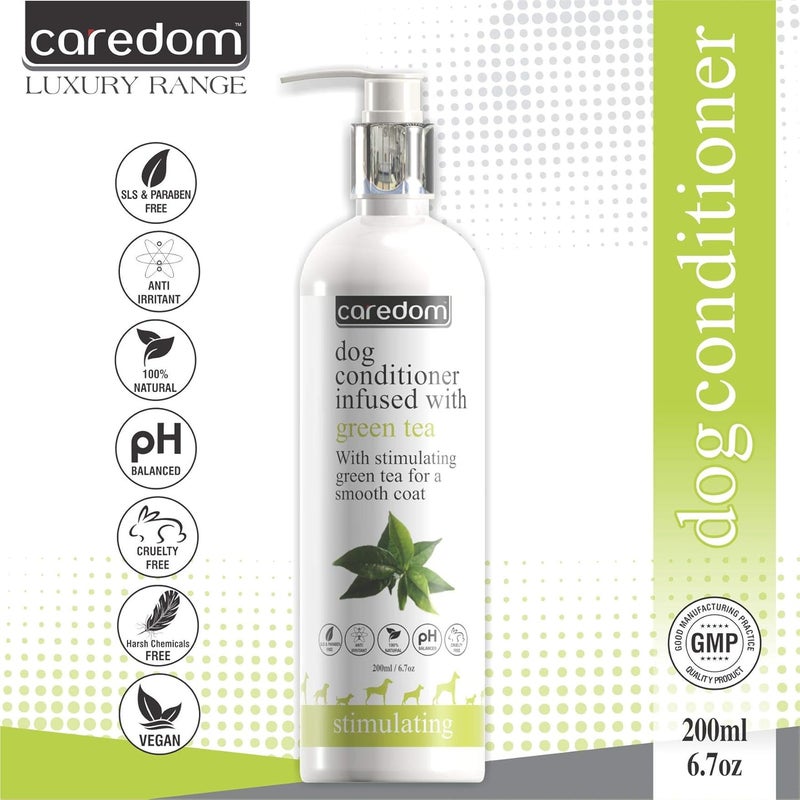 Caredom بلسم فاخر للكلاب | بلسم للكلاب مدعم بالشاي الأخضر | فرو ناعم ولامع وصحي | يقوي شعر الحيوان الأليف | يغذي الفرو التالف | خالي من البارابين (200 مل) - Image 4