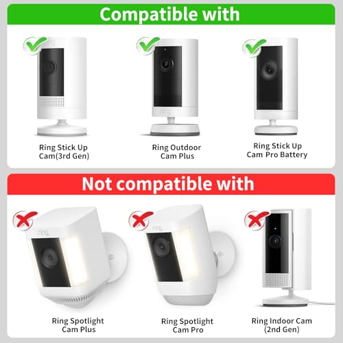 ALERTCAM 2Pack Clamp Mount for Ring Stick Up Cam & Ring Indoor Cam 1st Gen, Flexible Gooseneck Mounting Bracket to Attach Your Camera Anywhere with No Tools - White - Image 2