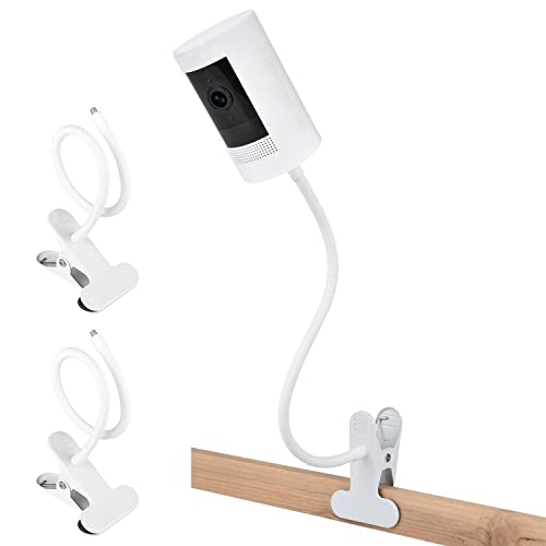 ALERTCAM 2Pack Clamp Mount for Ring Stick Up Cam & Ring Indoor Cam 1st Gen, Flexible Gooseneck Mounting Bracket to Attach Your Camera Anywhere with No Tools - White - Image 1