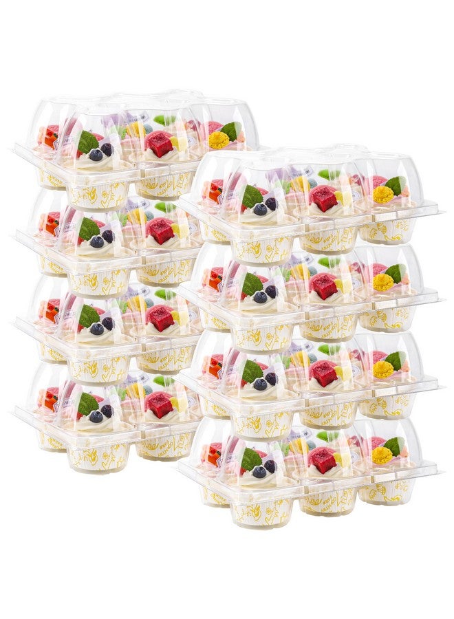 NPLUX 6 Count Cupcake Containers 30 Pack Cupcake Holders Clear Plastic Stackable Cupcake Boxes with Detachable Tall Dome Lids for 180 Cupcakes, BPA Free, Standard Size - Image 1