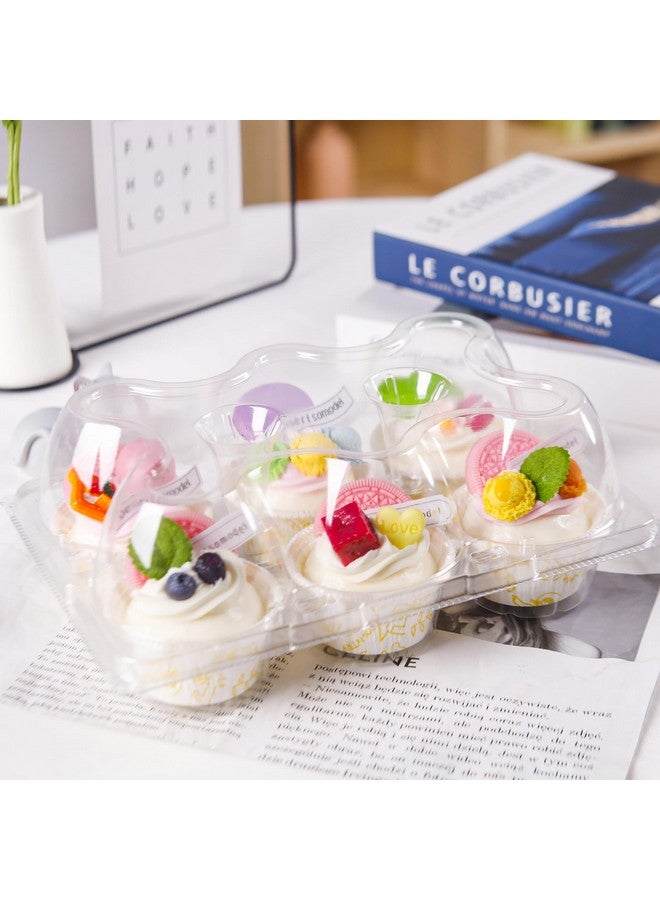 NPLUX 6 Count Cupcake Containers 30 Pack Cupcake Holders Clear Plastic Stackable Cupcake Boxes with Detachable Tall Dome Lids for 180 Cupcakes, BPA Free, Standard Size - Image 5