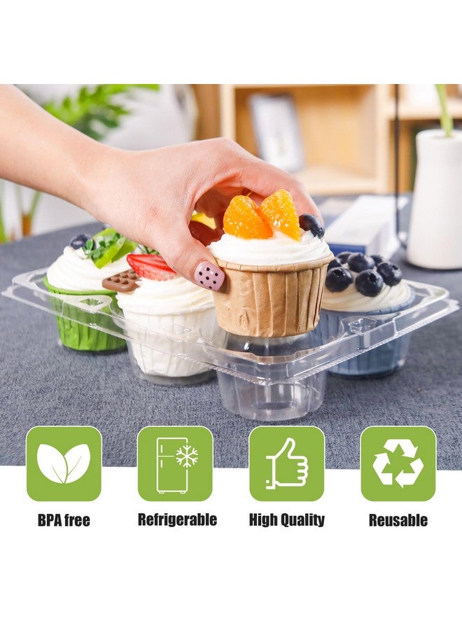 NPLUX 6 Count Cupcake Containers 30 Pack Cupcake Holders Clear Plastic Stackable Cupcake Boxes with Detachable Tall Dome Lids for 180 Cupcakes, BPA Free, Standard Size - Image 4