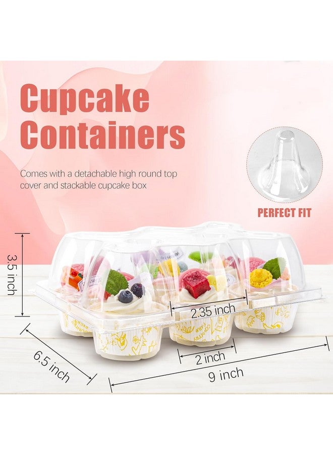 NPLUX 6 Count Cupcake Containers 30 Pack Cupcake Holders Clear Plastic Stackable Cupcake Boxes with Detachable Tall Dome Lids for 180 Cupcakes, BPA Free, Standard Size - Image 2