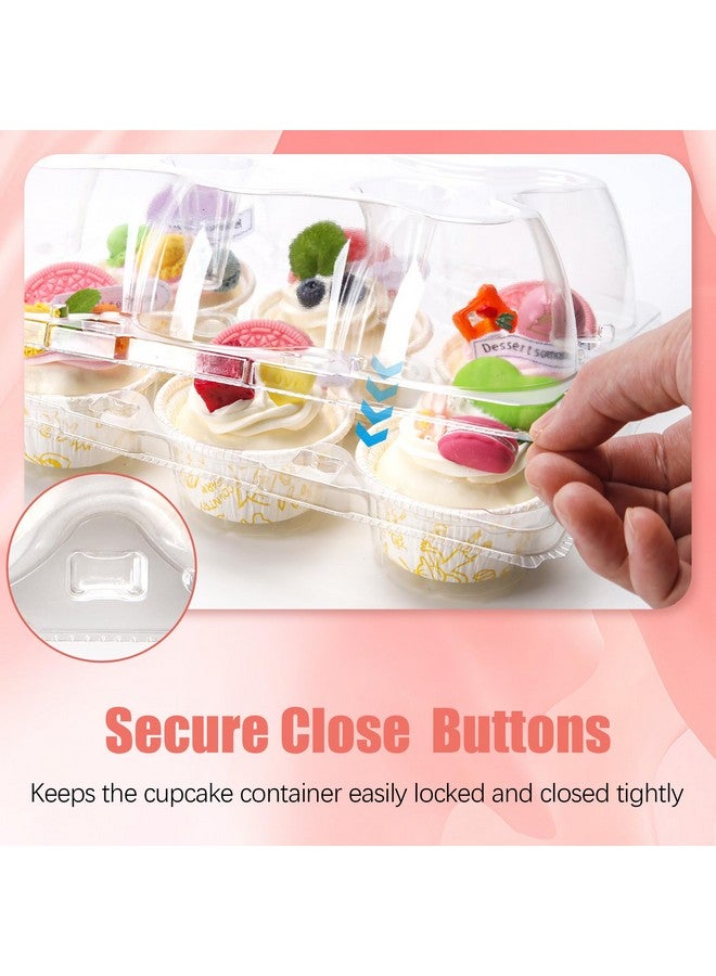 NPLUX 6 Count Cupcake Containers 30 Pack Cupcake Holders Clear Plastic Stackable Cupcake Boxes with Detachable Tall Dome Lids for 180 Cupcakes, BPA Free, Standard Size - Image 3