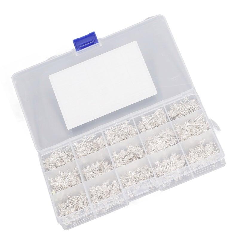 3mm LED Lights 150 Pcs Per 5 Colors White Red Yellow Blue Green: Environmental Oxygen Resin High Temperature Resistant - Excellent LED Chip Bright Color for DIY Electronics Projects School Science Exp - Image 2