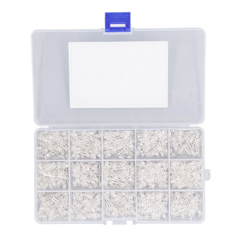 3mm LED Lights 150 Pcs Per 5 Colors White Red Yellow Blue Green: Environmental Oxygen Resin High Temperature Resistant - Excellent LED Chip Bright Color for DIY Electronics Projects School Science Exp - Image 1